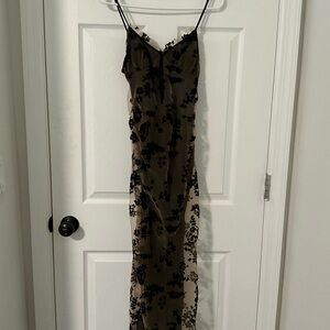 Zara Cream and Black Slip Maxi Dress Spaghetti Strap Cocktail